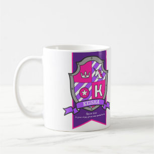 Keisha naam betekent ridder paarse roze letter K Koffiemok