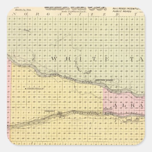 Keith County, Nebraska Vierkante Sticker (Voorkant)