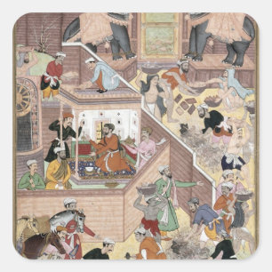keizer Akbar (r.1556-1605) die het gebouw inspecte Vierkante Sticker