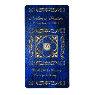 Keizer Blauw Glas in lood Wijn Trouwlabel Etiket