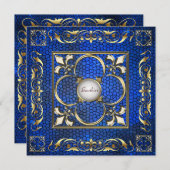 keizer Fleur De Lis Sapphire Regency Invitation Kaart (Voorkant / Achterkant)
