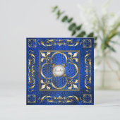 keizer Fleur De Lis Sapphire Regency Invitation Kaart (Staand voorkant)