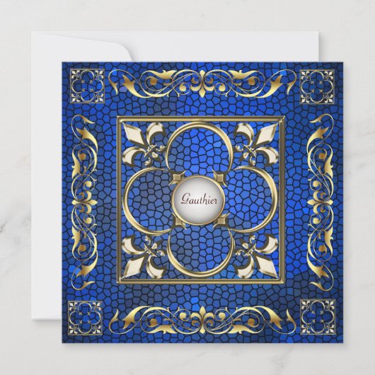 keizer Fleur De Lis Sapphire Regency Invitation Kaart (Voorkant)