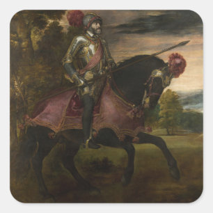 Keizer Karel V te paard (door Titiaan) Vierkante Sticker