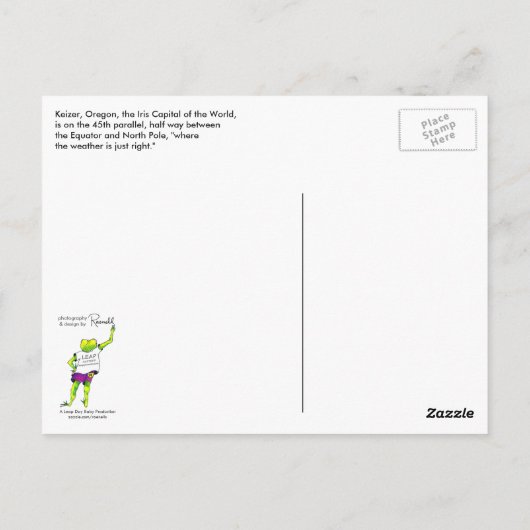 Keizer Oregon Iris Capital 45th Parallel Briefkaart (Achterkant)