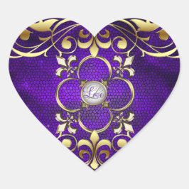 Keizer Paarse Hart Glas in lood Liefde Sticker