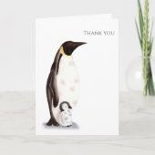 keizer Penguin met Baby Dank u groet Kaart (Voorkant)