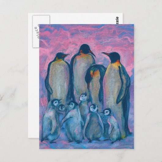 keizer pinguïns Antarctische vogels schilderen Briefkaart (Voorkant / Achterkant)