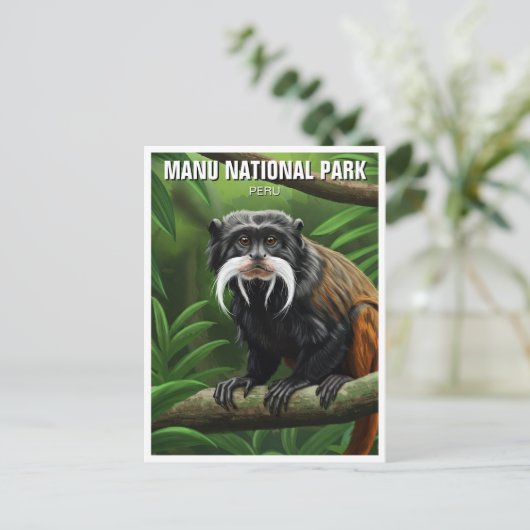Keizer Tamarin in het Nationaal Park Manu Briefkaart (Staand voorkant)