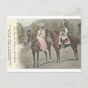 Keizer Wilhelm II en keizerin op paarden #037SS Briefkaart
