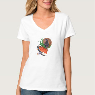 Keizerlijke bloemen met papegaaiduikers t-shirt