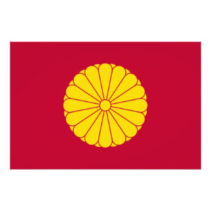 Keizerlijke vlag Japan symbool keizer bloem geel c Foto Afdruk