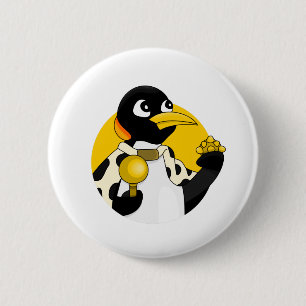 Keizerpinguïn cartoon ronde button 5,7 cm