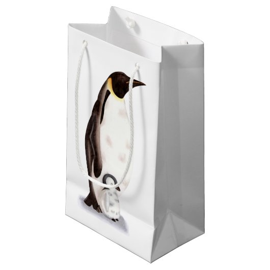 keizerpinguïn en baby pinguïn witte winter klein cadeauzakje (Voorkant Gekanteld)