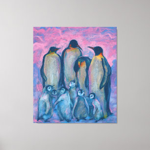 keizerpinguïns, Antarctische vogels, ouders en Kin Canvas Afdruk