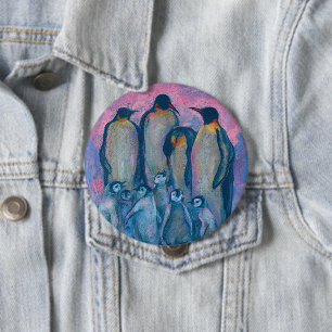 keizerpinguïns, Antarctische vogels, ouders en Kin Ronde Button 4,0 Cm