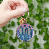 keizerpinguïns, Antarctische vogels, ouders en Kin Sleutelhanger (Hand)