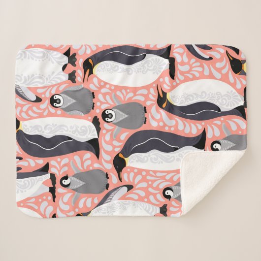 keizerpinguïns en hun cubussen op een roze patroon sherpa deken (Voorkant (horizontaal))