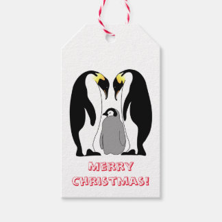 Keizerspinguïn en kuiken cadeaulabel