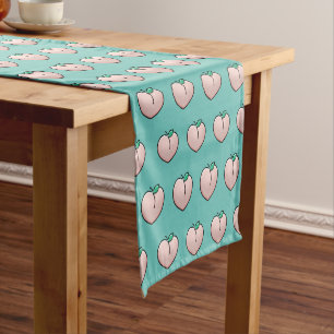 Keky Peach Pattern op Blauwgroen Korte Tafelloper