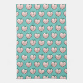 Keky Peach Pattern op Blauwgroen Theedoek (Verticaal)