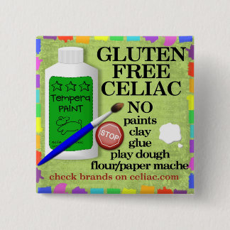 Keliakellak Gluten Free Art Supply Warning Pin/But Vierkante Button 5,1 Cm