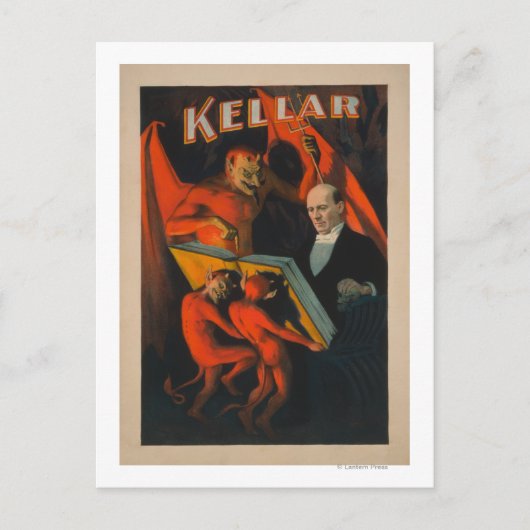 Kellar Devil en demonen met Poster van het Magic B Briefkaart (Voorkant)