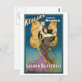 Kellar ~ Golden Butterfly Magic Act Briefkaart (Voorkant / Achterkant)