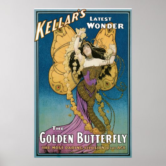 Kellar ~ Golden Butterfly Magic Act Poster (Voorkant)