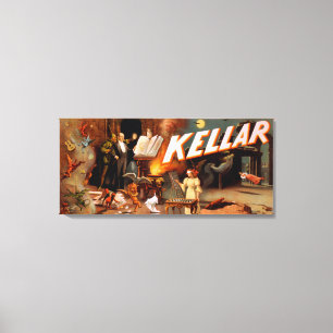 Kellar in een kamer vol met magisch Poster Canvas Afdruk