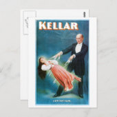 Kellar ~ Levitation Magic  Magic Act Briefkaart (Voorkant / Achterkant)