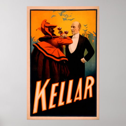 Kellar Magicien Drink wijn met de duivel Poster (Voorkant)