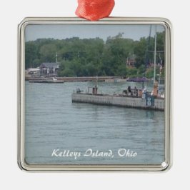 Kelleys Island, OH Boats Foto met Kerstmis Metalen Ornament