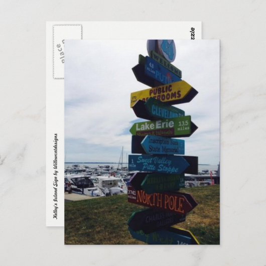 Kelley's Island, Ohio Sign Photo Briefkaart (Voorkant / Achterkant)