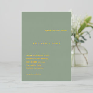 Kellianne Sage Green Modern Wedding Folie Uitnodiging