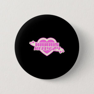 Kelly 2024 Trendy Hart Roze Girly Democraat Ronde Button 5,7 Cm