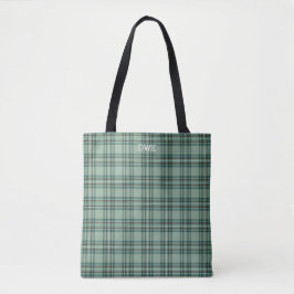 Kelly Clan Tartan Mint Groen Plaid Monogram Draagtas