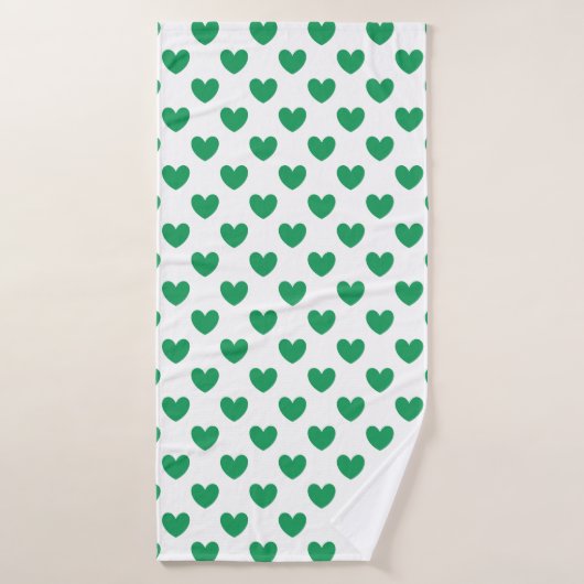 Kelly Coeurs polka vert sur blanc (Serviette de bain)