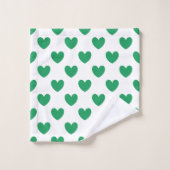 Kelly Coeurs polka vert sur blanc (Gant de toilette)