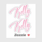 Kelly Decoratieve Naam in Roze x2 Sticker (Vel)