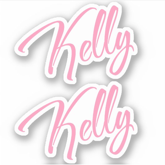 Kelly Decoratieve Naam in Roze x2 Sticker (Voorkant)
