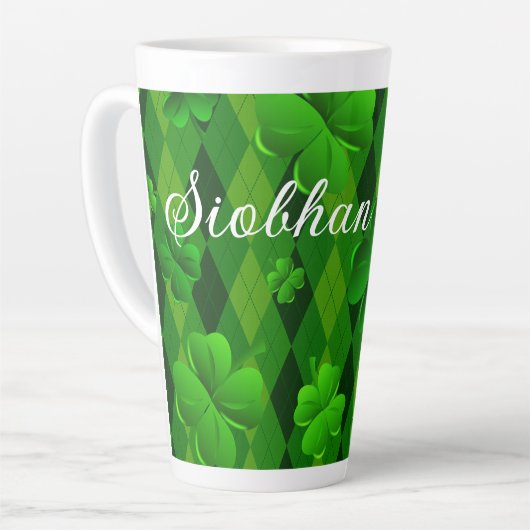 Kelly Green Argyle Irish Clovers Latte Mok (Linkerhoek)