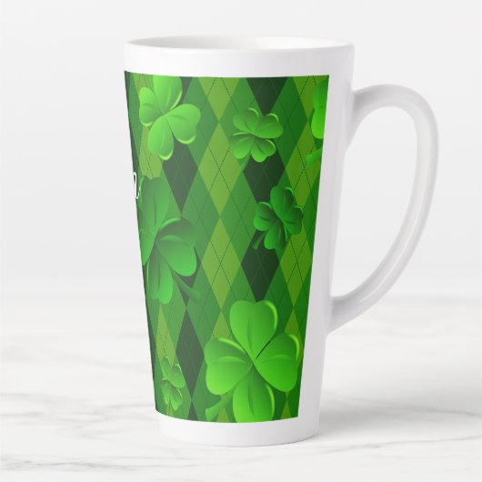 Kelly Green Argyle Irish Clovers Latte Mok (Rechts)