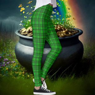 Kelly Green Black Irish Tartan Leggings