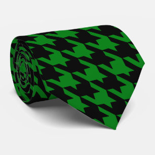 Kelly Green & Black Large Houndstooth Check Stropdas