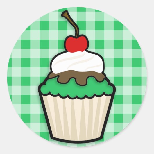 Kelly Green Cupcake Ronde Sticker (Voorkant)