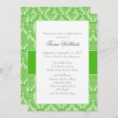 Kelly Green Damask Invitation à la douche nuptiale (Devant / Derrière)