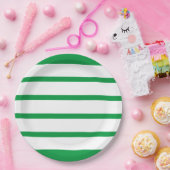 Kelly Green en White Minimal Wide Stripes Kantoor Papieren Bordje (Feest)
