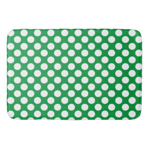 Kelly Green: Groot wit Polka Dot Patroon Badmat