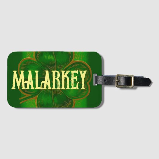 Kelly Green Lucky Clover malarkey Irish Amer BS L Bagagelabel (Voorkant (horizontaal))